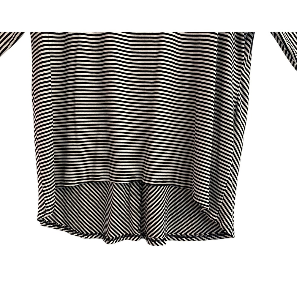 Chico's Striped Top Womens Chico Size 2 Longline 3/4 Sleeve WHITE Black - Picture 4 of 11